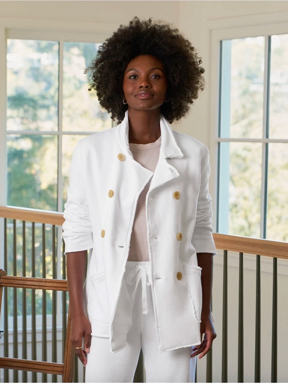 Frank & Eileen Sweatshirt Belfast Peacoat Jacket White